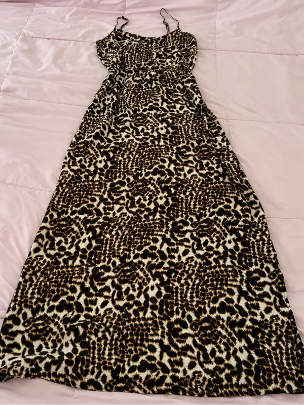 Twelfth Street by Cynthia Vincent 100% silk Leopard Print Maxi Dress, size SP - Image 6