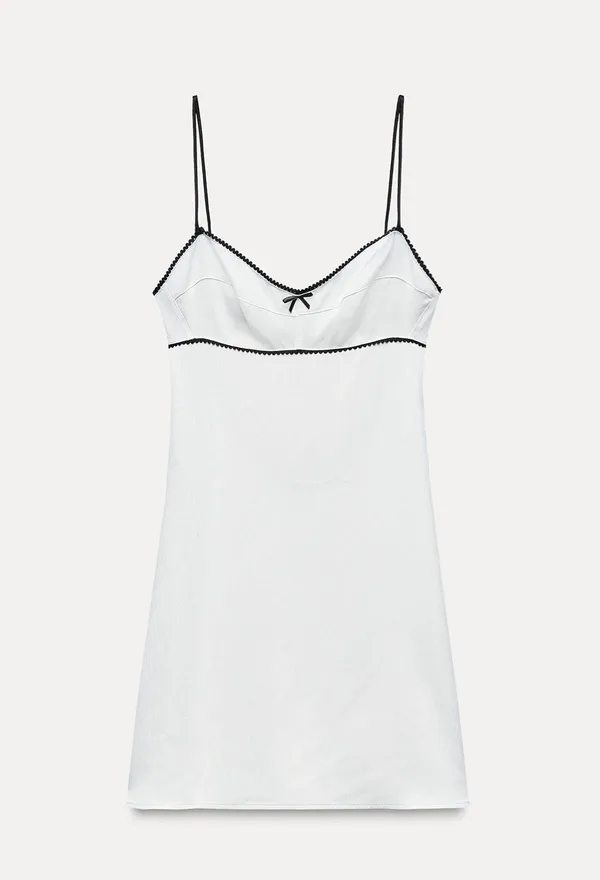 Zara mini white dress lace now lingerie inspired casual summer slip satin - Image 12
