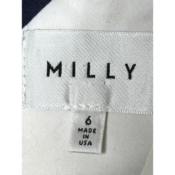 Milly Navy White Chevron Shift Mini Dress Size 6 Cotton Stretch - Image 3