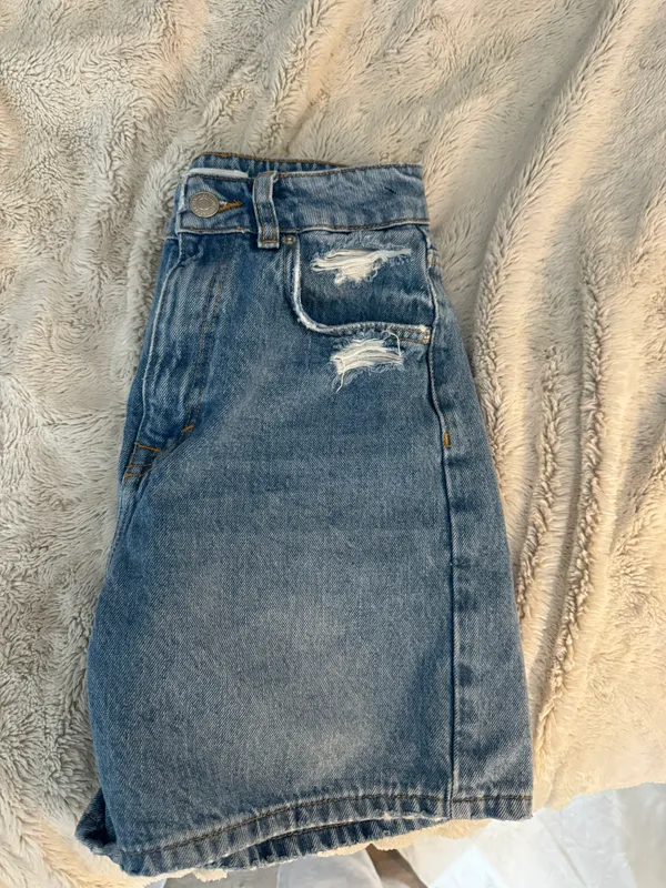 Pull & Bear Blue Mom Jean Short - Image 5