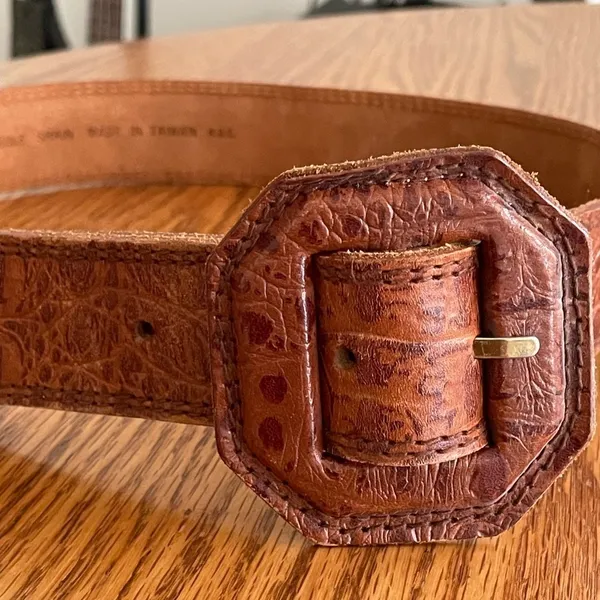 Woodward Cowhide Leather Crocodile Embossed Brown Belt Size M - Image 2