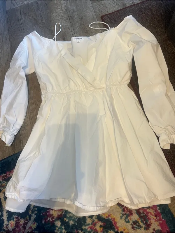 Superdown Leia White Off the Shoulder Long Sleeve Mini Dress Size L - Image 14