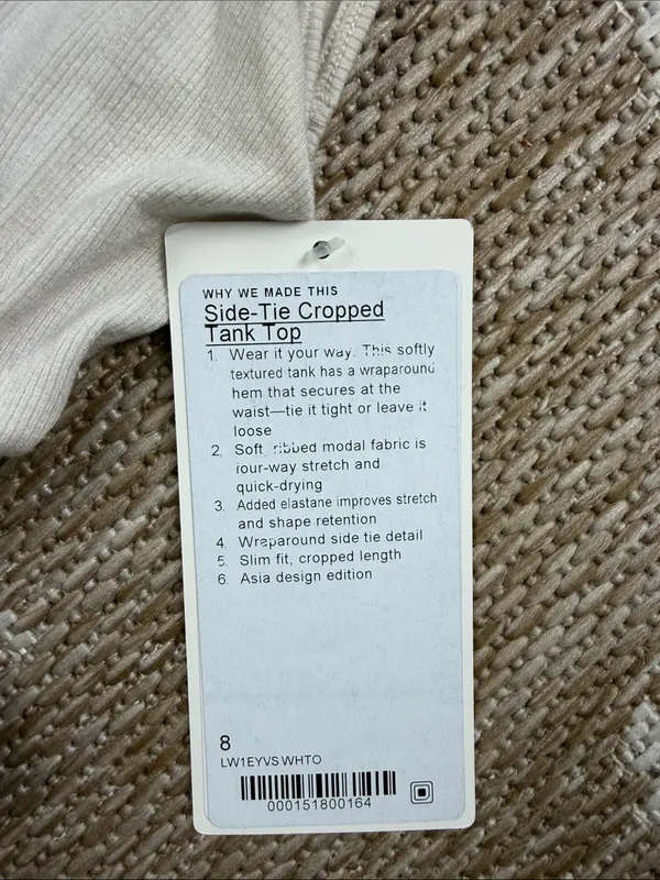 NWT Lululemon side tie cropped tank Cream Square-Neck Top - Image 2