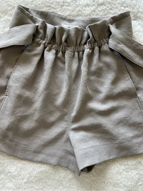 Wilfred High-Waist Paperbag Tie Waist Shorts Tan Size 2 - Image 5