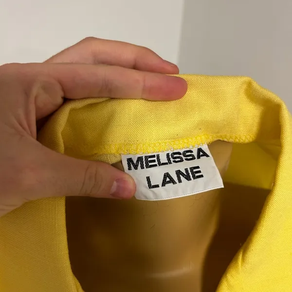 Melissa Lane Yellow Button‎ Front Sleeveless Shirt Dress Midi Knee Length Medium - Image 4