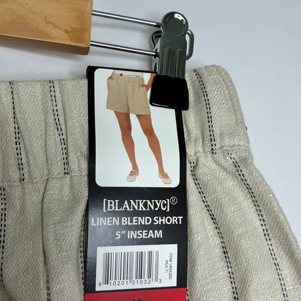 BlankNYC Beige Linen Blend Shorts 5" Inseam Elastic Waist w/Pockets NWT Womens M - Image 4