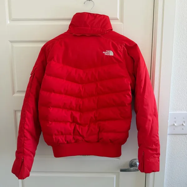 The North Face Women’s Bright Red Puffer Ski Coat - Image 2