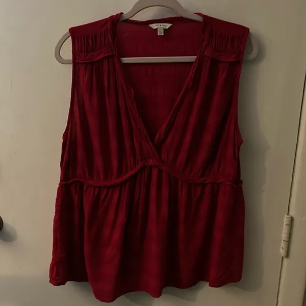 Lucky Brand Sleeveless Ruffle Top XL V-Neck Boho Indie Bohemian Festival Casual - Image 3