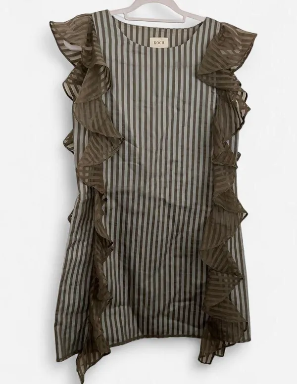 Koch Noah shift Semi-Sheer Striped Ruffle Dress | Indie Luxe Quiet Boho Minimal - Image 2