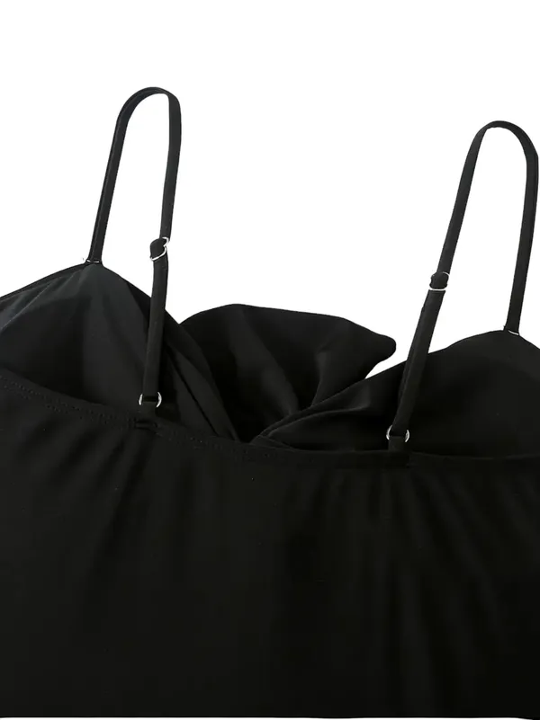 Andrea’s Deals NWT Two-piece Fashionable Bow One-piece Swimsuit, Solid Color Retro Black XL - Image 6