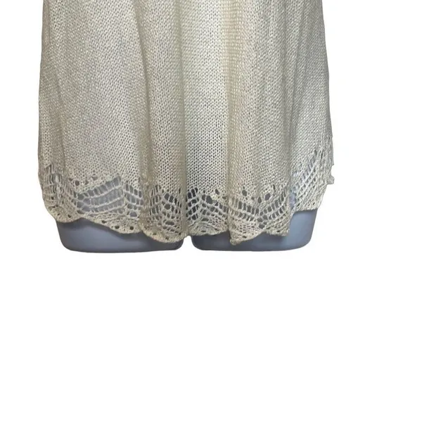 Rubbish EUC Cream Lightweight Knit Racerback Crochet Hem Tank Sz XS‎ - Image 4