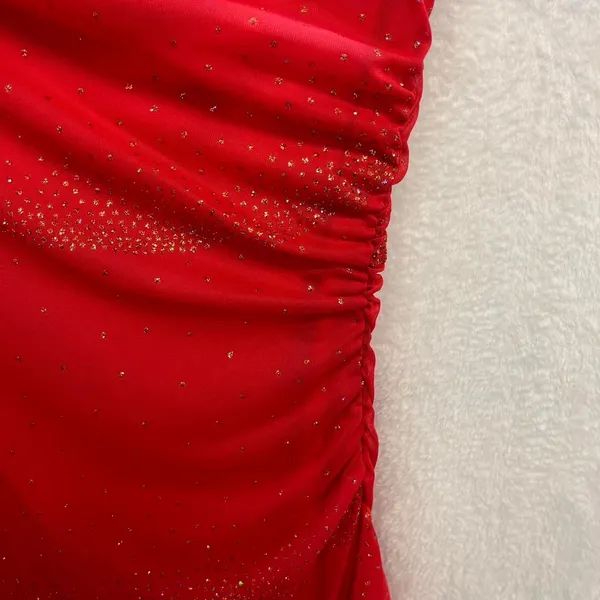 A. Byer Red Strapless Glitter Y2K Evening Dress - Image 3