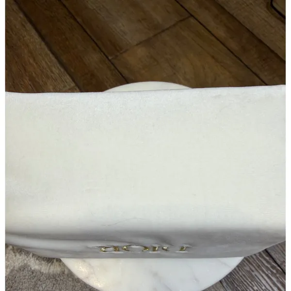 Dior Parfums White Velvet Cosmetic‎ Pouch Gold Embroidered Logo Makeup Bag Boxed - Image 8