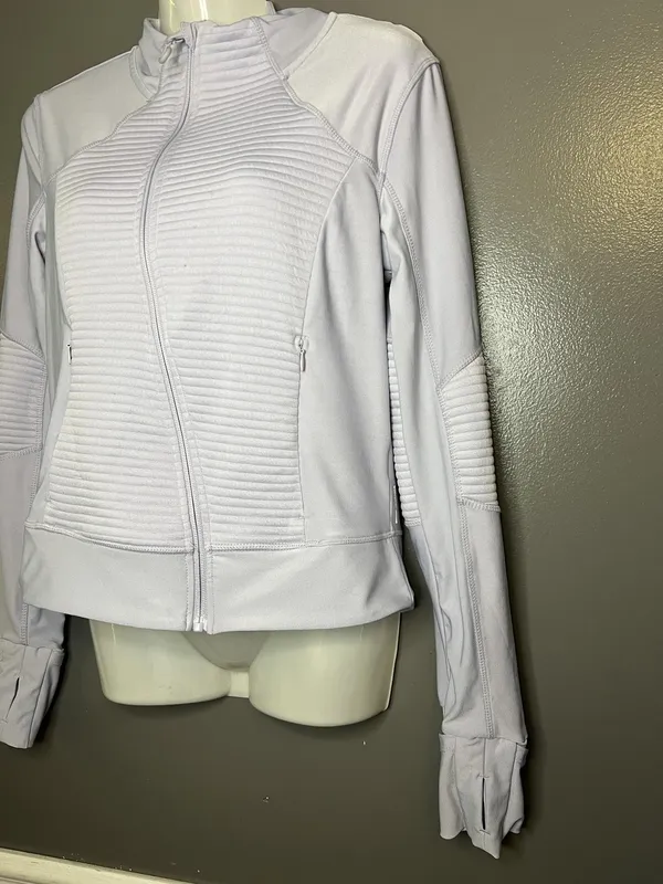 Mondetta Athletic Jacket Women's Small Light Lavender Full Zip Ribbed Panels - Image 3