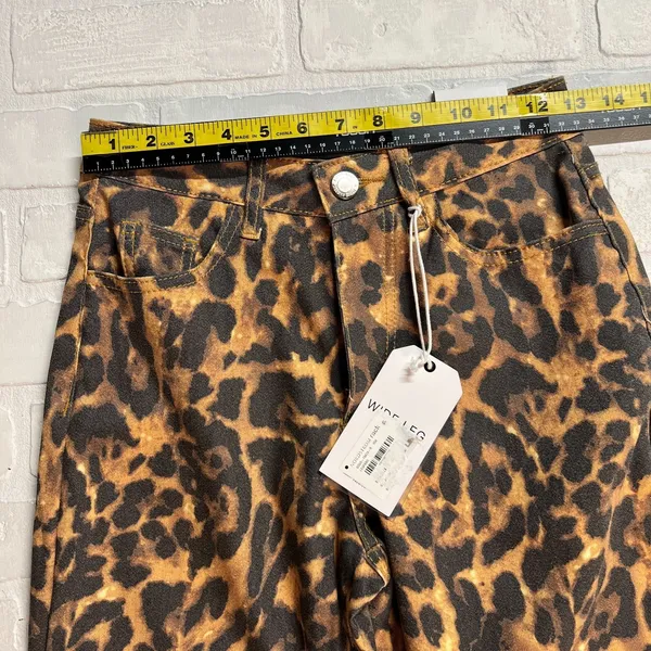 Flying Angel Wide Leg High Waist Pants Womens 1 / 25 Brown Leopard Print New NWT - Image 10