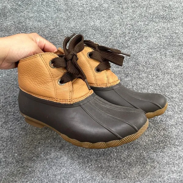 SPERRY WOMENS BROWN DUCK BOOTS OUTDOOR GORPCORE LUMBERJACK CHIC UTILITY - Image 3