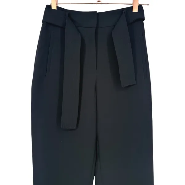 Aritzia Wilfred Womens Black Tie Front High Rise Straight Leg Dress Pants Size 2 - Image 6
