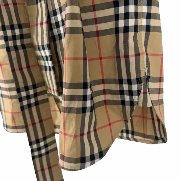 Burberry Giovanna Vintage Check Poplin Cotton Shirt Dress Beige Size 4 - Image 8