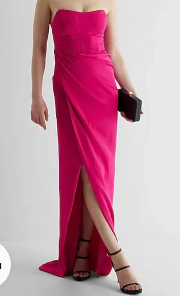 Express Strapless Satin Maxi Dress - Image 2