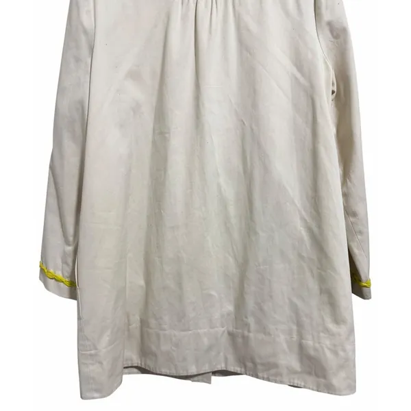 Boden Artisan‎ Cream Coat W/Gray Bobble Buttons & Kiwi Trim Women's Size L/XL - Image 6