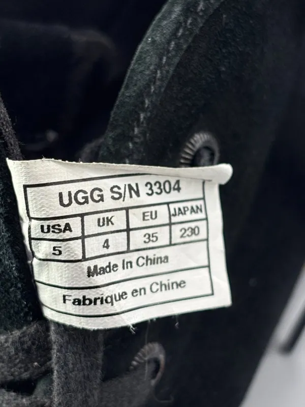UGG Australia Chukka Boots Womens 5 Black Suede Lace Up Classic Heritage S/N3304 - Image 6