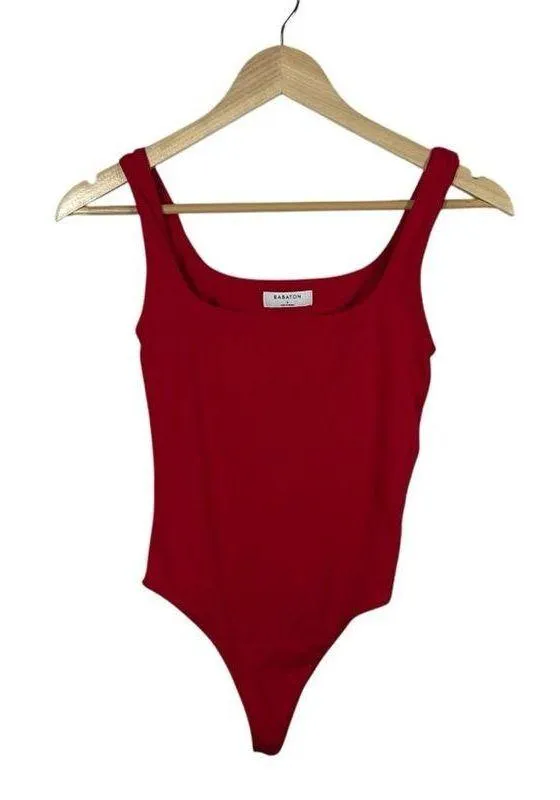 Aritzia Babaton Women’s Contour Sleeveless Square Neck Bodysuit in Red Size S - Image 6