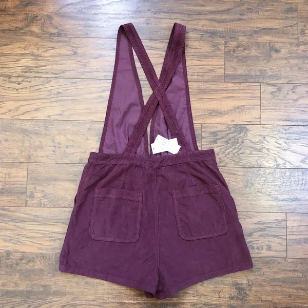 American Eagle • burgundy corduroy overall shorts romper shortalls maroon romper - Image 9
