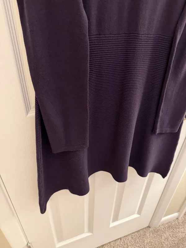 Style & Co Dark Purple Knit Mock Neck Cold Shoulder Sweater Dress Medium - Image 4