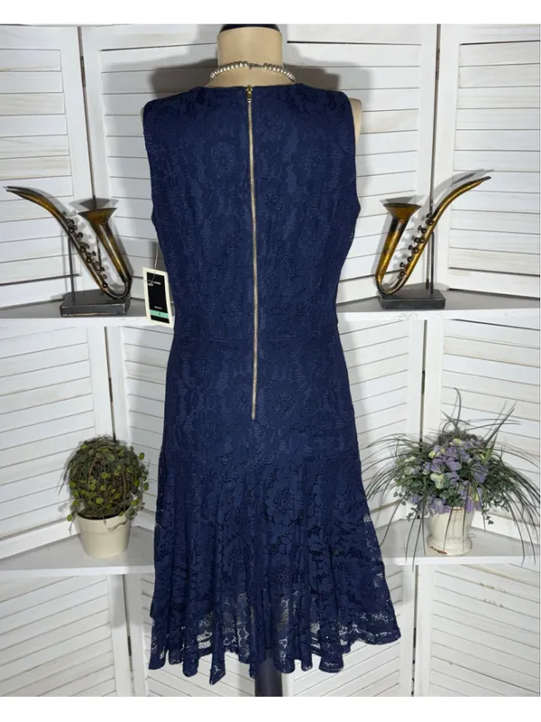 NWT Julian Taylor blue floral lace dress fit flare cocktail mod whimsigoth glam - Image 2
