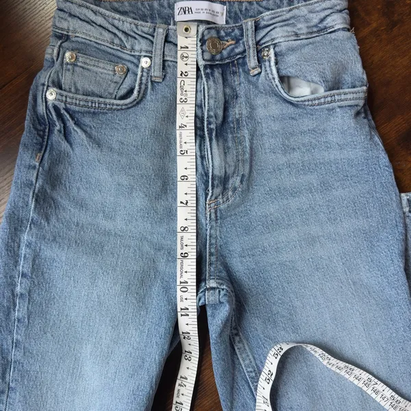 Zara Light Wash Blue Denim Jeans Straight Leg High Waist Size 0 - Image 8