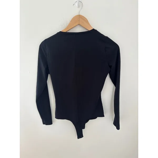 Spanx Suit Your Fancy Long Sleeve V‎ Neck Bodysuit Black Small S/P Thong Back - Image 3