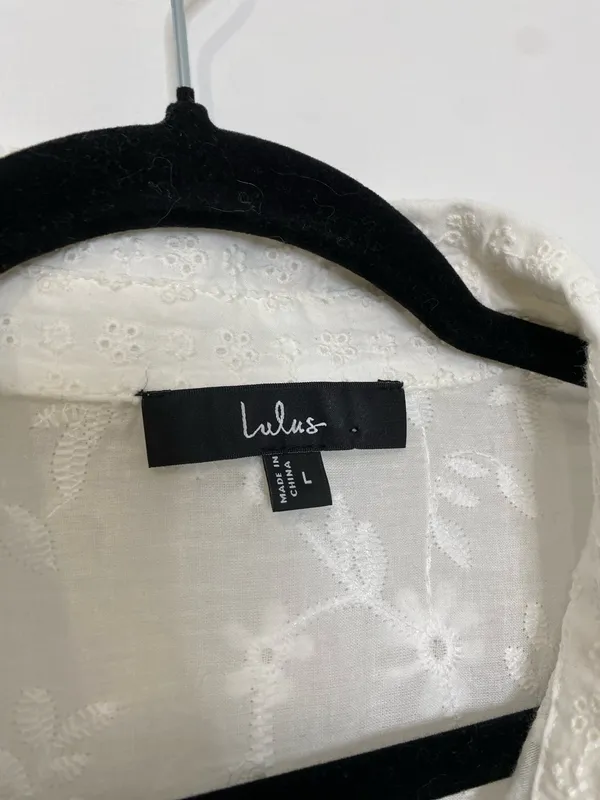 Lulus White 3D Floral Appliqué Embroidered Button Down  - Image 8
