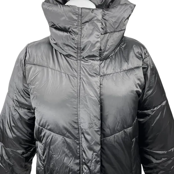 Abercrombie & Fitch Mini Puffer Women's Black High Neck Zip Up Coat Jacket Sz M - Image 3