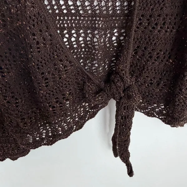 United States Sweaters Brown Shrug Shimmer Crochet Y2K Layering Fairy Size 18/20 - Image 4