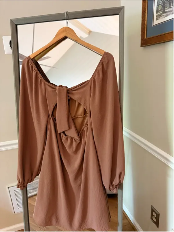 Women's Originality Brown Long Sleeve Dress M - Image 2