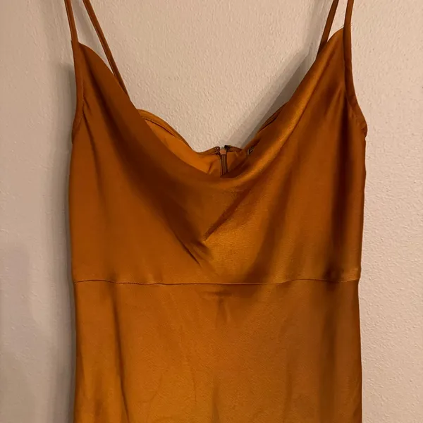 TAYLOR Satin‎ Midi Slip Dress Brown Size undefined - Image 3