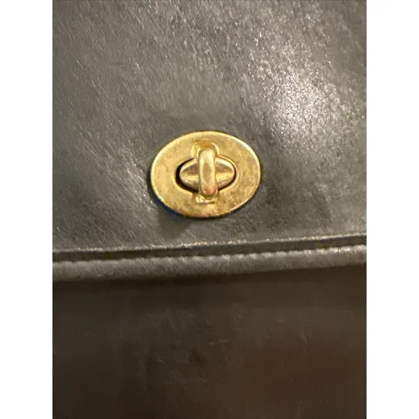 Vintage 90s Coach Black Leather Scooter Crossbody Bag 9893 Turn Lock Hang Tag - Image 3