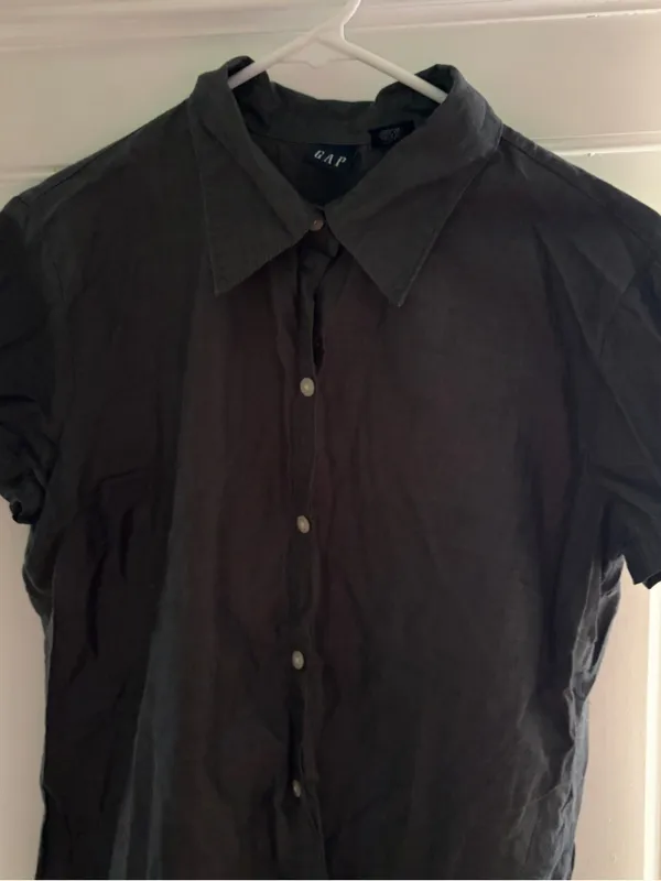 Gap Gray Button Down Blouse Junior’s Size L - Image 2