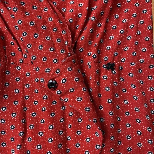 Cooperative Womens Large Red V Neck Wrap Top Long Sleeve Flower Polka Dot‎ - Image 12