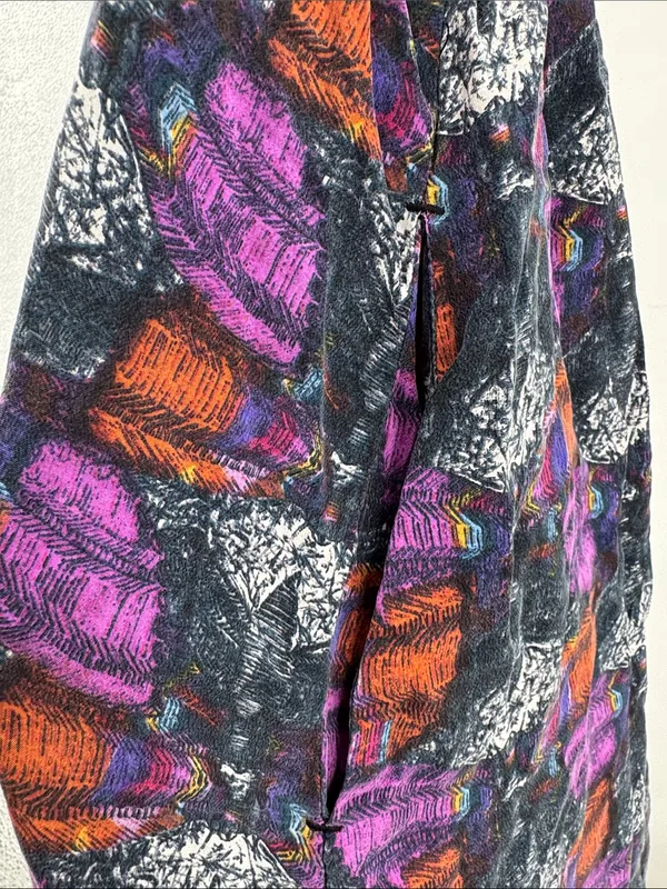 Ecote Multicolor Printed Mini Dress M 100% silk button front colorful pockets - Image 5