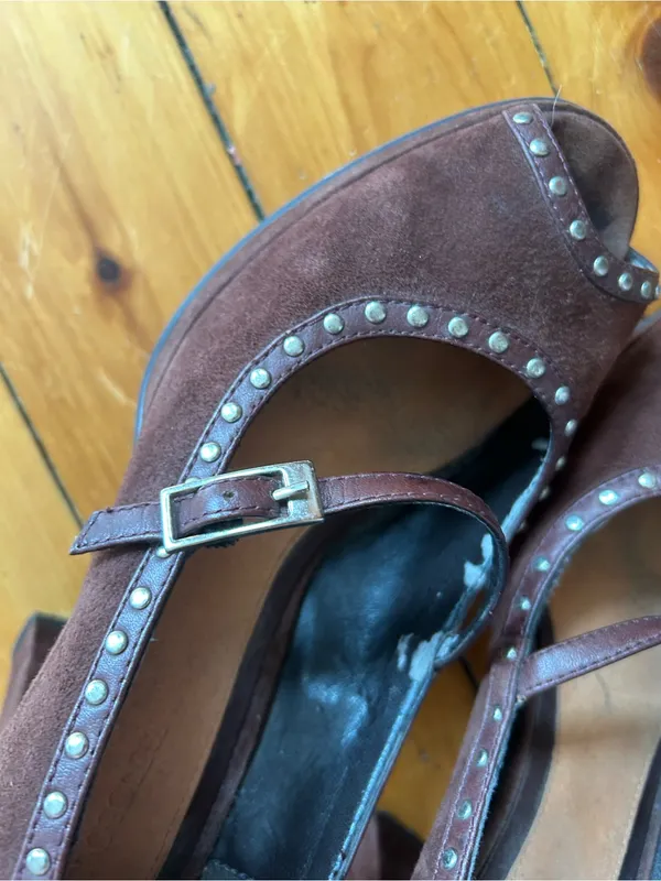 Aerosoles Peep Toe Pump Suede Brown Comfort Shoe 8 transpose - Image 4