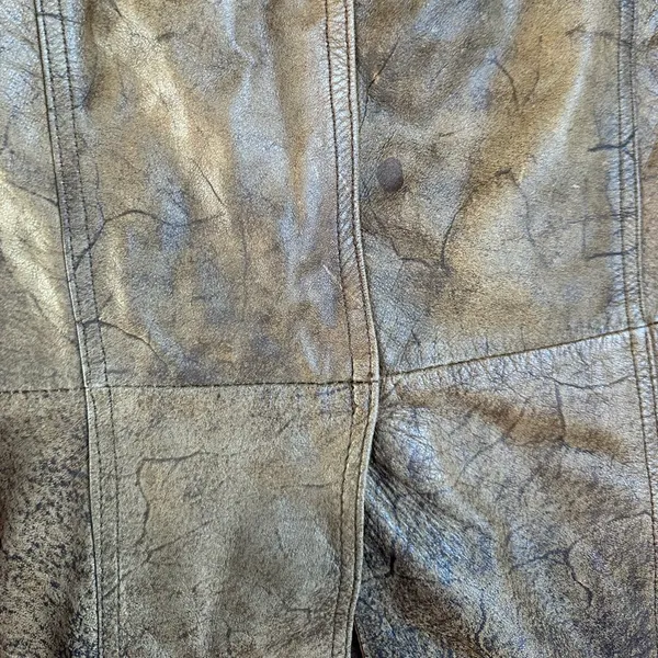 Vintage Brown Genuine Leather Overcoat Trench Coat Limited Express Coat Size M - Image 12