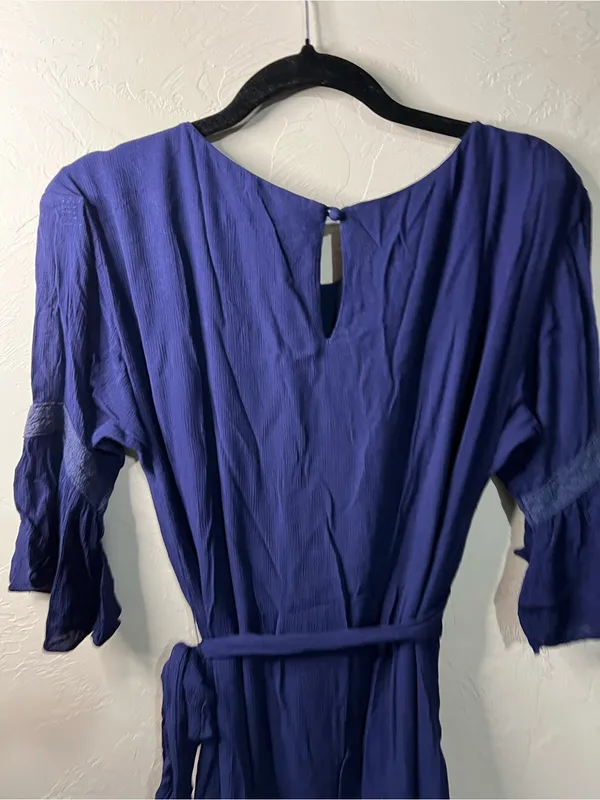 Rebecca Minkoff Wendy Navy Blue Faux Wrap Ruffle Hem Mini Dress - Image 9
