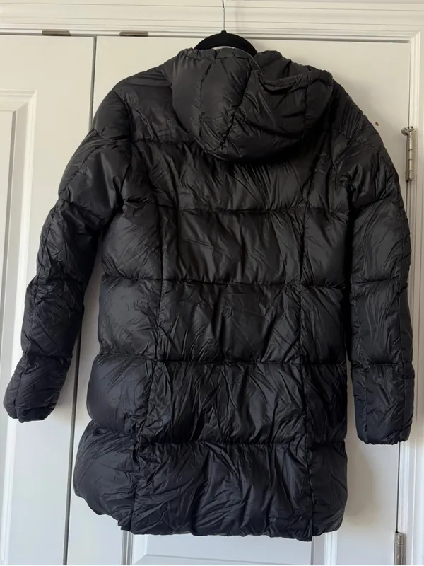 Eddie Bauer Black Long Quilted Puffer Coat with Hood - Image 2