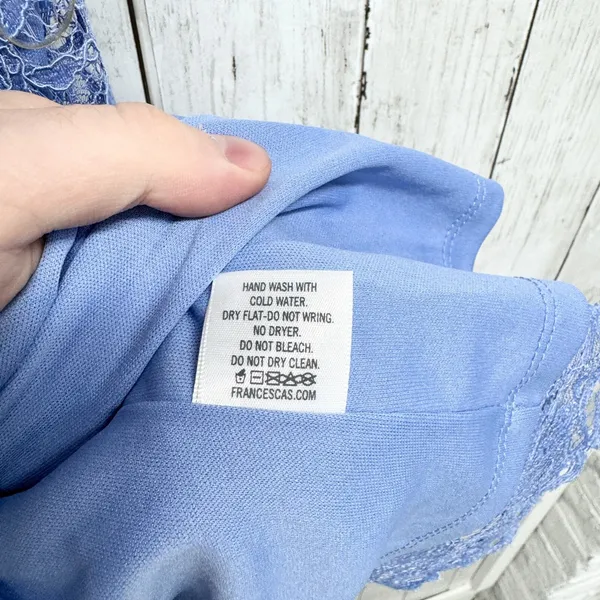 Francesca’s Dress Women Size M Periwinkle Off‎ Shoulder Blue Lace Mini Fairy - Image 4
