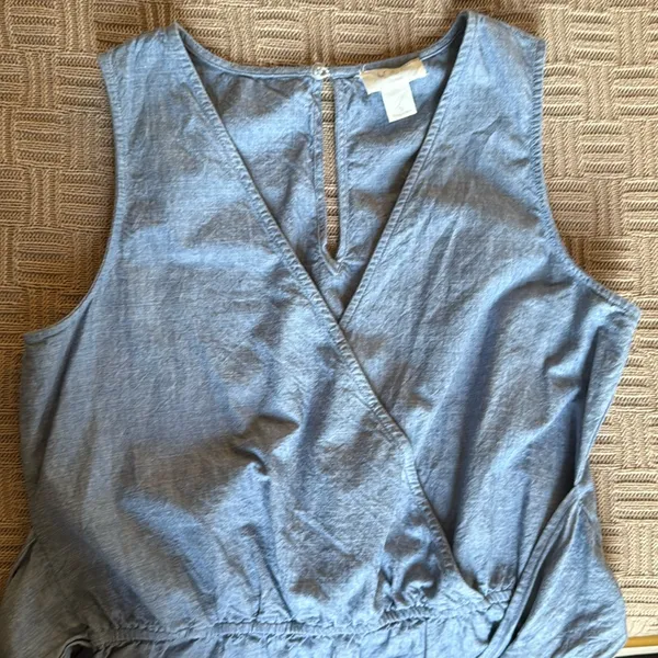 100% Cotton LOFT Denim Blue Romper Shorts - Image 11