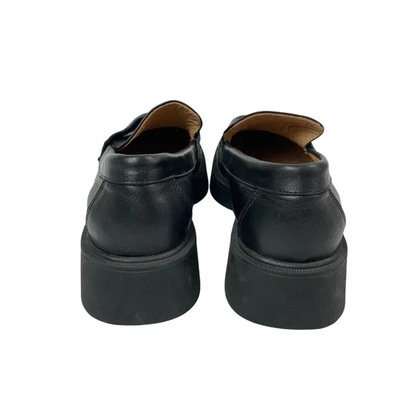 Women's Black Leather Slip On Square Toe Block Heel Casual Loafers Shoes 40/9.5 - Image 3