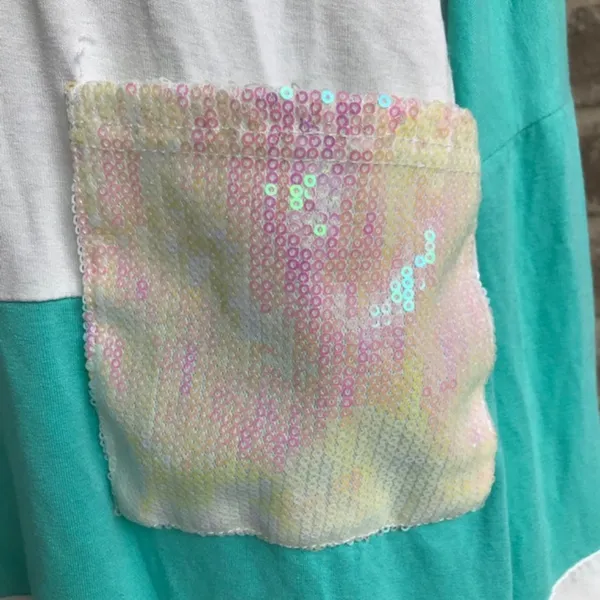 Pink Owl Apparel Color Block Top Sequins Retro - Image 2