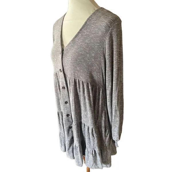 Ces Femme Baby Doll Button Down Swing Dress Mocha Gray Size Small -NWT - Image 9