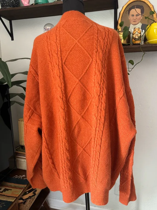 Official Taylor Swift The Life of a Showgirl Burnt Orange Cable Knit Cardigan - Image 6